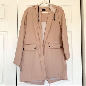 Zara Blush Trench Coat with Hoodie